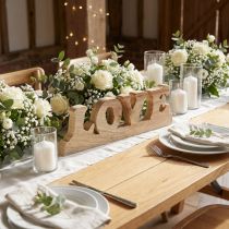 Product Wooden table decoration "Love" made of willow wood, natural finish, 60x19cm, rustic