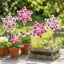 Product Mini Windmill Ladybug Decoration White Lilac Ø8cm 12 Pcs