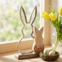 Product Rabbit mother with child rabbit decoration natural silver 26.5cm