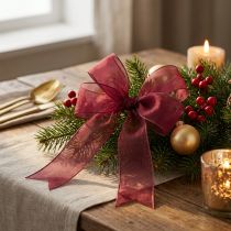 Product Organza ribbon gift ribbon with selvedge Bordeaux 50m
