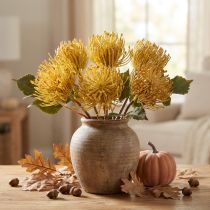 Product Protea artificial Leucospermum pincushion yellow 30cm 6 pcs