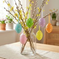 Product Easter eggs hanging plastic eggs with dots 8x11,5cm 6pcs