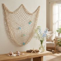 Product Maritime fishing net, deco net with shells 100×120cm
