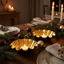 Product Tealight holder Christmas decoration baking pan black gold Ø12cm 2pcs