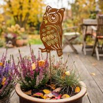 Product Garden stake rust owl metal patina plug 19cm