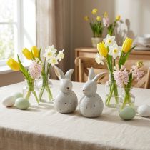 Product Easter bunny decorative figures rabbits with dot pattern 13cm 2pcs