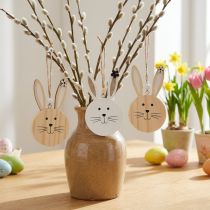 Product Decorative hanger wooden rabbit head natural white gold 10.5cm 8 pcs