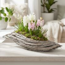 Product Rattan Wave Plant Bowl with Natural White Finish 40x14x6cm