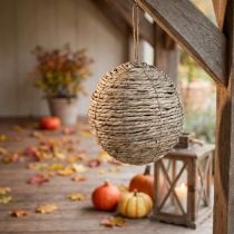 Product Hanging Straw Ball Decoration Grey Ø25cm