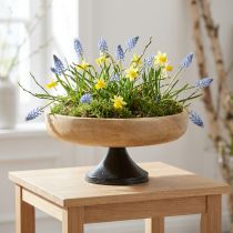 Product Wood and Metal Pedestal Bowl Natural Black Ø20cm H10cm