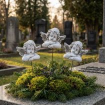 Product Decoration angel on stick decoration grave decoration grey white H6.5cm 3 pcs