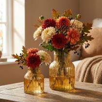 Product Glass Flower Vase Orange Retro Design Ø11cm H14.5cm Set of 2