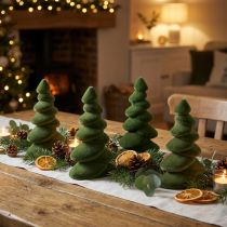 Product Christmas tree table decoration flocked firs green 16.5cm 4 pieces