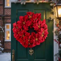 Product Poinsettia wreath artificial flowers Christmas Ø40cm