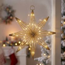 Product LED Wire Star Hanging Decoration with 20 Warm White LEDs, 22cm, Indoor Use