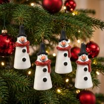 Product Cheerful Snowman Hanging Decoration – White with Red Scarf and Black Hat, 7.5 cm – Perfect for Festive Christmas Trees – 6 pcs