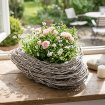 Product Rattan Plant Bowl Heart-Shaped Natural White 30x35cm