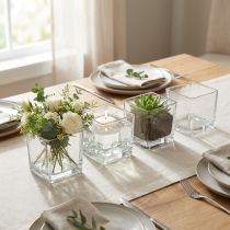 Product Clear Glass Cube Planters 12cm x 12cm x 12cm Set of 6