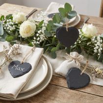 Product Slate board small heart for hanging black 7.5cm 6pcs