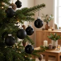 Product Mini Christmas balls glass black glossy/matte Ø2.5cm 22 pcs