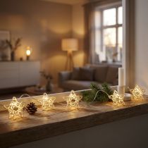 Product LED light chain stars micro LED timer inside white 1.90m