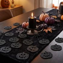 Product Halloween Black Glitter Wooden Pumpkin Table Scatter, 4cm, 72 Pieces