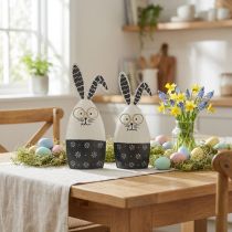 Product Easter bunny black and white bunny with glasses metal 18.5x7x3cm 2pcs