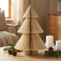 Product Paper Christmas tree Paper fir tree cream gold H30cm