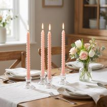 Product Twisted candles spiral candles light pink Ø1.4cm H18cm 4pcs
