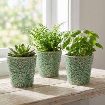 Product Planter ceramic crackle glaze green Ø11cm H11cm 3pcs