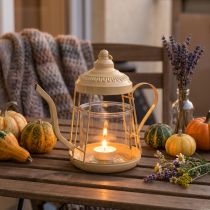 Product Tealight holder glass lantern teapot orange Ø15cm H26cm