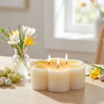 Product Three-wick candle decorative flower candle yellow white Ø11.5cm H4cm