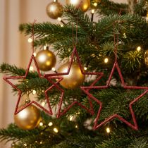 Product Decorative Star Red Christmas Tree Ornament Glitter Ø12cm, Set of 12 Christmas Decorations