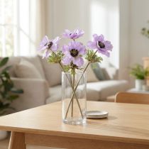 Product Artificial anemone flowers in lilac, 34cm long, 4 pieces