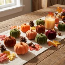 Product Mini pumpkin decoration flocked scatter decoration 6 colors Ø4cm 24 pcs