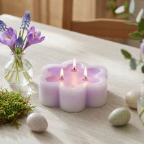 Product Three-wick candle as a flower candle purple white Ø11.5cm H4cm