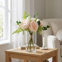 Product Artificial Rose Bouquet, Silk Flower Bouquet, Roses in Bunch, Artificial Rose Bouquet Pink L28cm