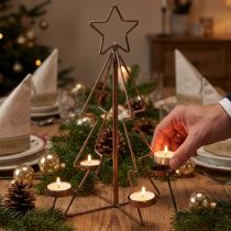 Product Tealight holder Christmas tree table decoration bronze Ø27cm H38cm