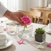 Product Clear glass cubes 8cm x 8cm x 8cm, 6 pieces