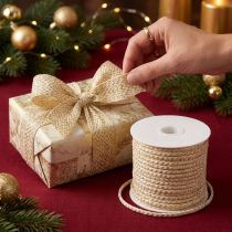 Product Cord cotton gold and cream cotton ribbon 7mm 15m