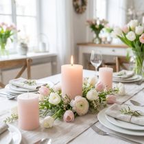 Product Pink pillar candles, light pink, solid color, 70x100mm, set of 4, Easter candle, wedding decoration