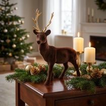 Product Decorative deer standing brown gold reindeer Christmas decoration 27cm