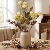 Product Artificial roses wilted Drylook 9 petals cream 69cm