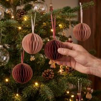 Product Honeycomb balls Christmas bordeaux pink Ø8cm 4pcs