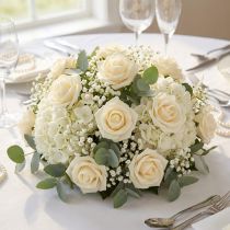 Product Cream Foam Rose Ø3.5cm with Wire Stem, Set of 48