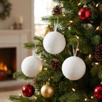 Product Snowballs Decoration Hanging Snow Artificial Ø7.5cm 6 pcs