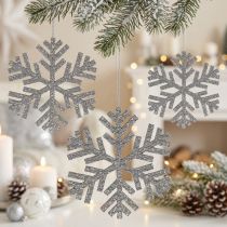 Product Snowflake Silver for hanging Ø8cm - Ø12cm 9 pcs