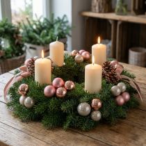 Product Mini Christmas balls glass pink grey wire Ø40mm 32 pcs