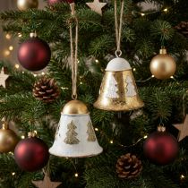 Product Christmas Bells Vintage Christmas Decoration Golden White 2 Pcs