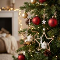 Product Christmas decoration star wooden deco hanger Ø13.5cm 4pcs